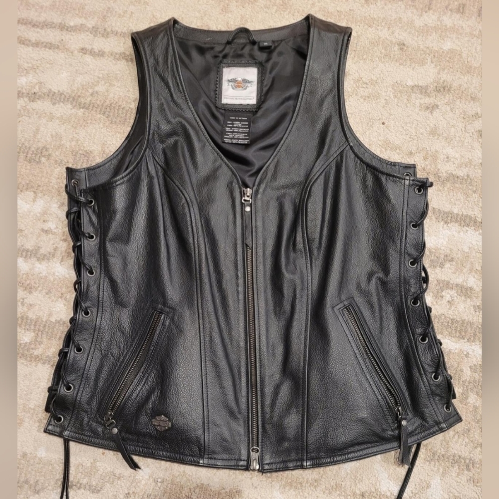 Womens Harley-Davidson leather vest XL black